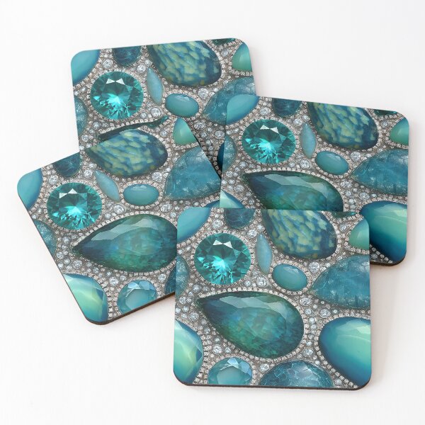 Item preview, Aqua Teal Gemstone Cluster With Brilliant Diamonds and Aquamarine, Mixed Stone Texture, Crystal Shine,  Jewelry Background And Glam Luxe Design designed and sold by meganohm.