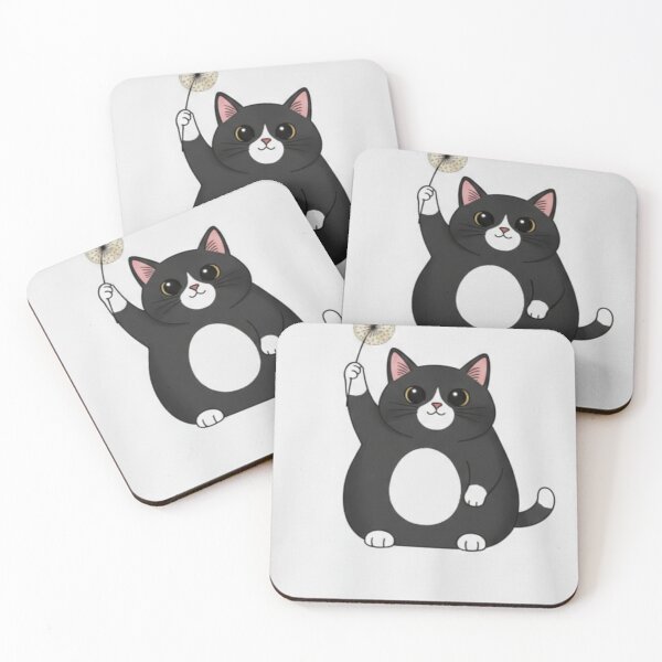 Item preview, Kawaii Tuxedo Cat with Dandelion Flower designed and sold by ✨Eternity Art & Pets ✨.