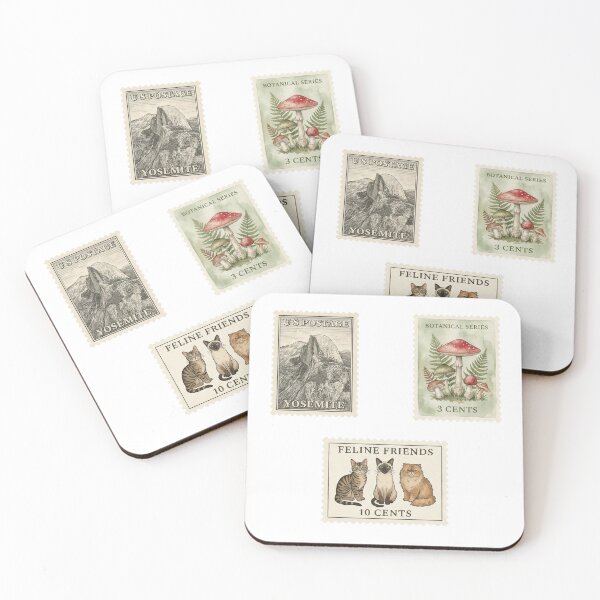 Item preview, Vintage Aesthetic Postage Stamp Set - National Parks, Botany, and Felines designed and sold by NonditStudio.
