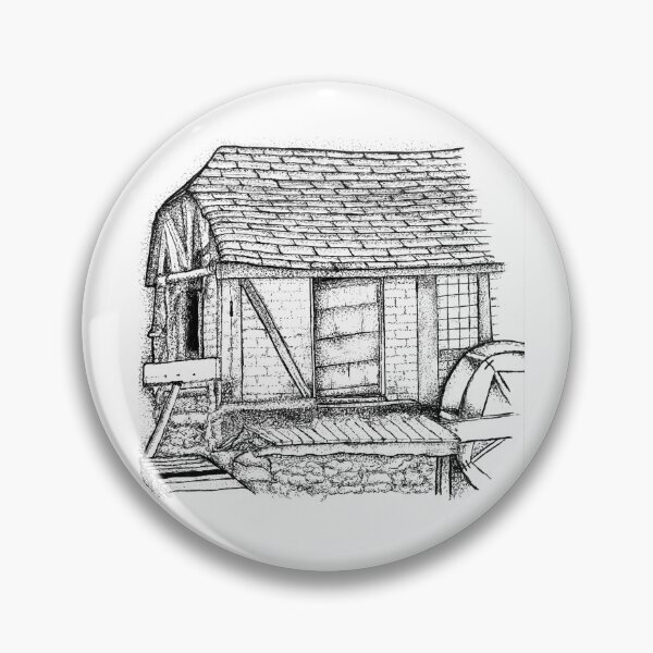 Item preview, Stippled Water Mill - Heritage in Ink designed and sold by wbhny.