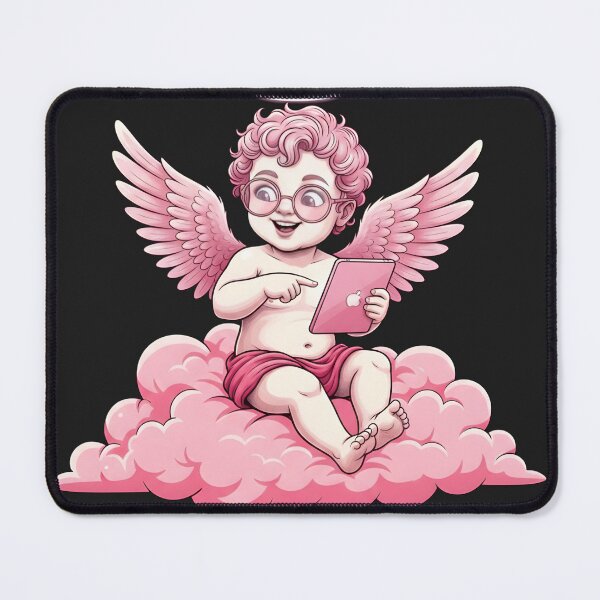 Item preview, Modern Pink Cupid Angel with Digital Tablet designed and sold by Studio-DeLuz.
