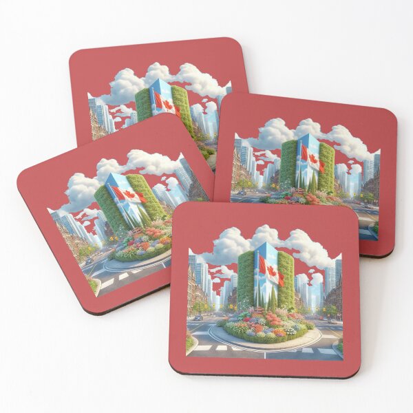 Item preview, Bloor & Yonge, Toronto – Two Most Beautiful City Landscapes Label with Canadian Flag ,  designed and sold by PaintMeWorld.