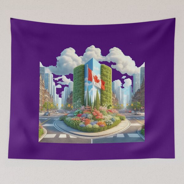 Item preview, Bloor & Yonge, Toronto – Two Most Beautiful City Landscapes Label with Canadian Flag ,  designed and sold by PaintMeWorld.