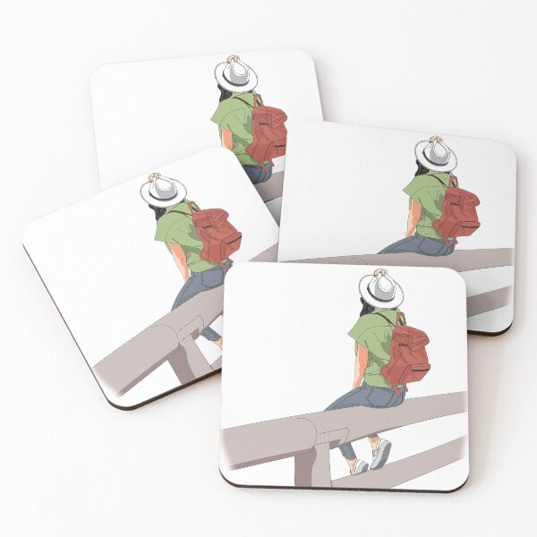 Item preview, Wanderer Girl with Backpack – Minimal Travel Illustration designed and sold by Jascha Ata.