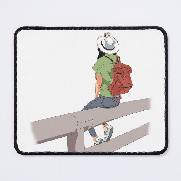 Item preview, Wanderer Girl with Backpack – Minimal Travel Illustration designed and sold by Jascha Ata.