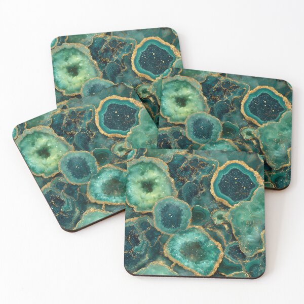 Item preview, Emerald Green Geode Crystals With Gold Sparkle Veins, Gemstone Layers, Mineral Ring Clusters And Luxury Organic Stone designed and sold by meganohm.
