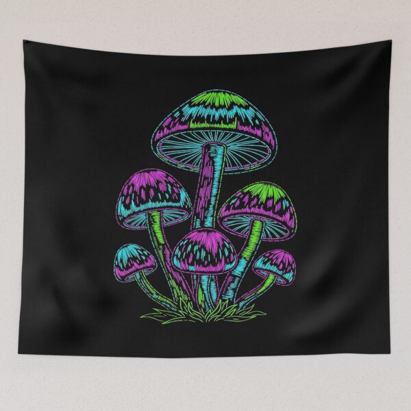 Item preview, Neon Thread Magic Mushrooms - Faux Embroidery Art designed and sold by Design_Your_Day.