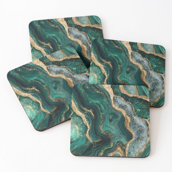 Item preview, Emerald Marble Swirl Texture With Gold Dust Veining, Crystal Gem Layers, Deep Green Stone Flow And Luxe Organic Abstract designed and sold by meganohm.