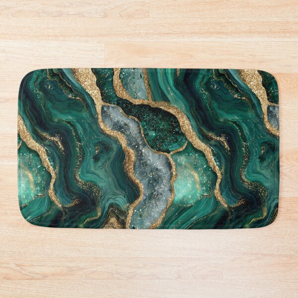 Item preview, Emerald Marble Swirl Texture With Gold Dust Veining, Crystal Gem Layers, Deep Green Stone Flow And Luxe Organic Abstract designed and sold by meganohm.