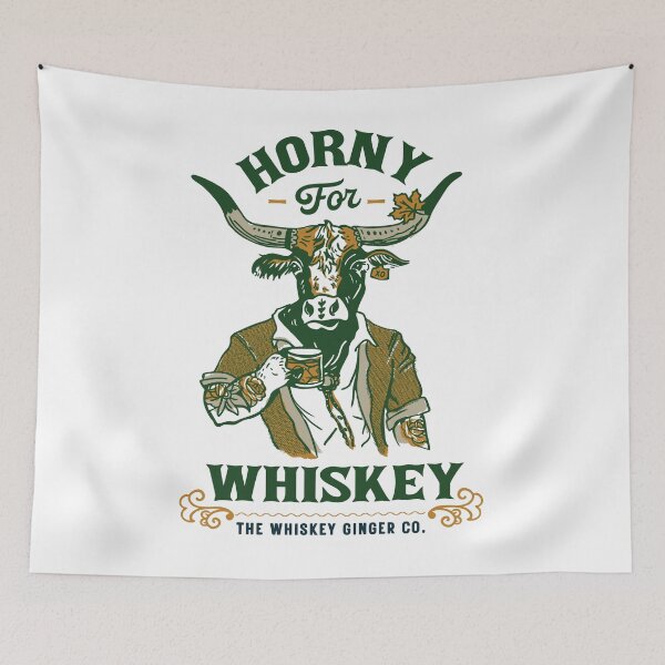 Item preview, Horny For Whiskey Bull. Funny Whiskey Drinker Gifts For Men & Women designed and sold by The Whiskey Ginger Design Shop.