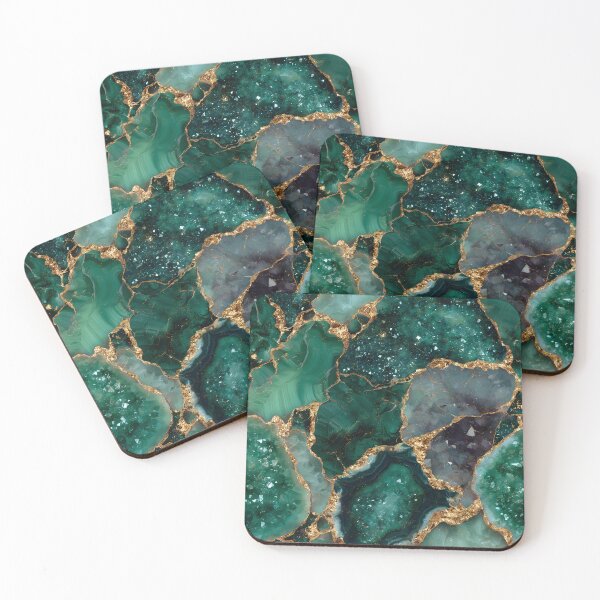 Item preview, Cracked Emerald Geode Texture With Crystal Caverns, Metallic Gold Veins, Deep Green Quartz Fractures And Luxury Mineral Pattern designed and sold by meganohm.