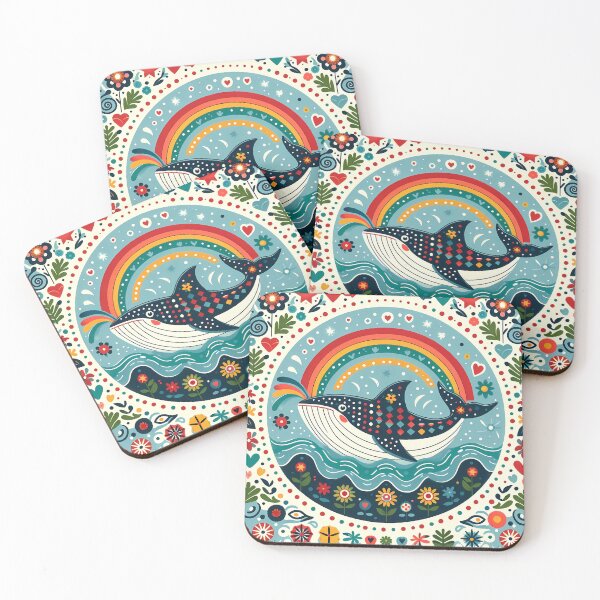 Item preview, Whale Shark with Ocean Flora – Hope for Wildlife Scandinavian Folk Art by heidiannemorris © designed and sold by FOLK ART FUSION by heidiannemorris.