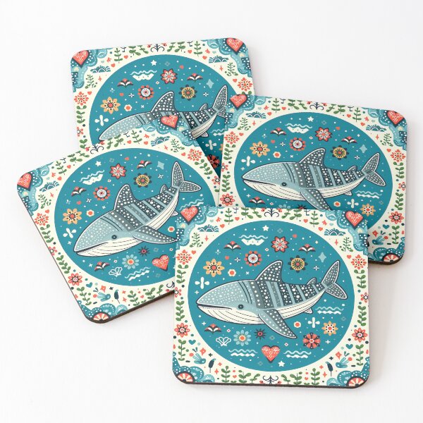 Item preview, Whale Shark with Ocean Flora – Hope for Wildlife Scandinavian Folk Art by heidiannemorris © designed and sold by FOLK ART FUSION by heidiannemorris.