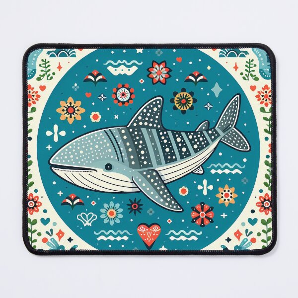 Item preview, Whale Shark with Ocean Flora – Hope for Wildlife Scandinavian Folk Art by heidiannemorris © designed and sold by FOLK ART FUSION by heidiannemorris.