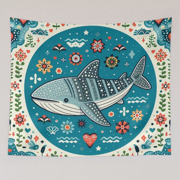 Artikelvorschau, Walhai mit Meeresflora – Hoffnung für die Tierwelt – Skandinavische Volkskunst von heidiannemorris © entworfen und verkauft von FOLK ART FUSION by heidiannemorris.