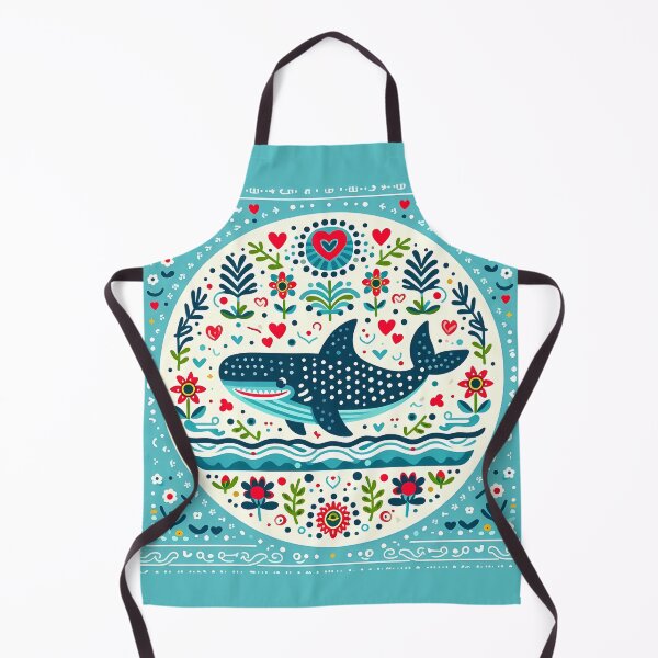 Item preview, Smiling Whale Shark with Ocean Flora – Hope for Wildlife Scandinavian Folk Art by heidiannemorris © designed and sold by FOLK ART FUSION by heidiannemorris.