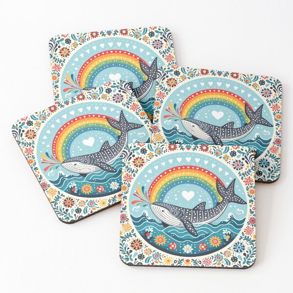 Item preview, Whale Shark with Ocean Flora – Hope for Wildlife Scandinavian Folk Art by heidiannemorris © designed and sold by FOLK ART FUSION by heidiannemorris.