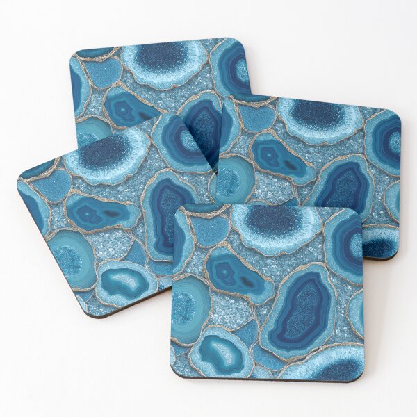 Item preview, Blue Agate and Geode Cross-Sections with Glittering Gold Veins and Crystals designed and sold by meganohm.