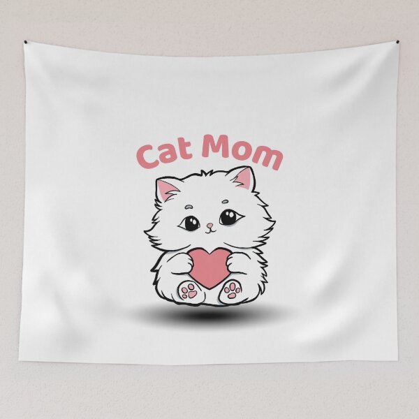 Item preview, Cat Mom Cute Kawaii Cat Holding Heart – Cat Mom Love Design for Cat Lovers designed and sold by Graphizia.
