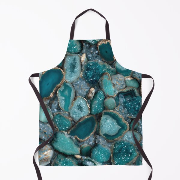Item preview, Natural Crystal Geode Cross-Sections in Teal and Aqua Blue with Sparkling Quartz Textures and Golden Lining Details designed and sold by meganohm.