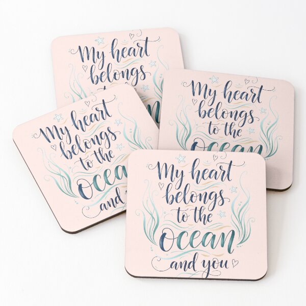 Item preview, My Heart Belongs to the Ocean and You – Coastal Valentine Typography Design designed and sold by Sea Gem.