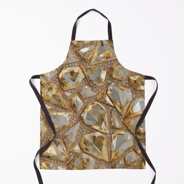 Item preview, Luxurious Flat Lay of Faceted Golden Citrine and White Marbled Gemstones Set in Gold with Yellow Diamond Pavé Texture designed and sold by meganohm.