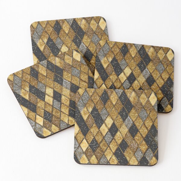 Item preview, Diamond-Shaped Gold and Black Sequin Texture with Metallic Sparkles and Fashion-Inspired Harlequin Pattern designed and sold by meganohm.