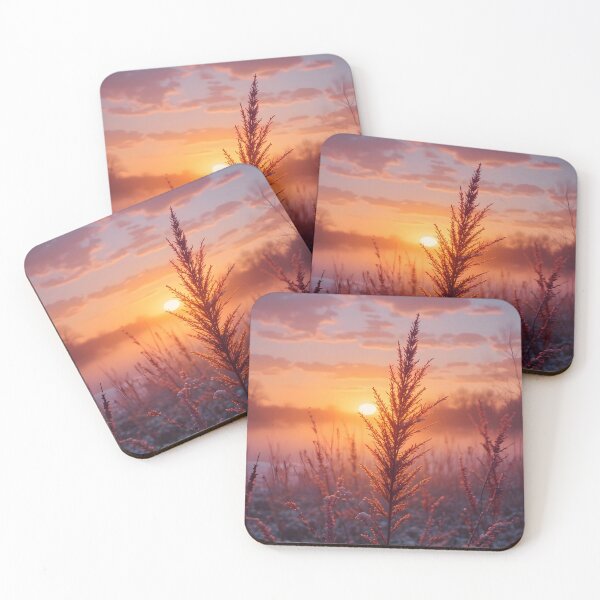 Item preview, Sun-Kissed Reeds in a Misty Winter Landscape – Serene Nature Photography Aesthetic designed and sold by MRFEZOO2030.