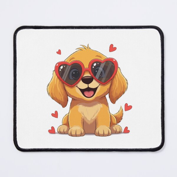 Item preview, Cute Golden Retriever Puppy Wearing Heart Sunglasses Valentine's Day designed and sold by The Real Life Symphony.