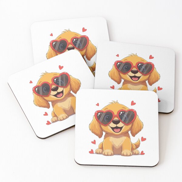 Item preview, Cute Golden Retriever Puppy Wearing Heart Sunglasses Valentine's Day designed and sold by The Real Life Symphony.