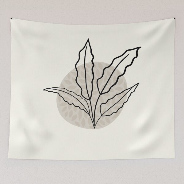 Item preview, Minimalist Botanical Line Art with Leaf Motif and Neutral Circle designed and sold by NiceDigital.