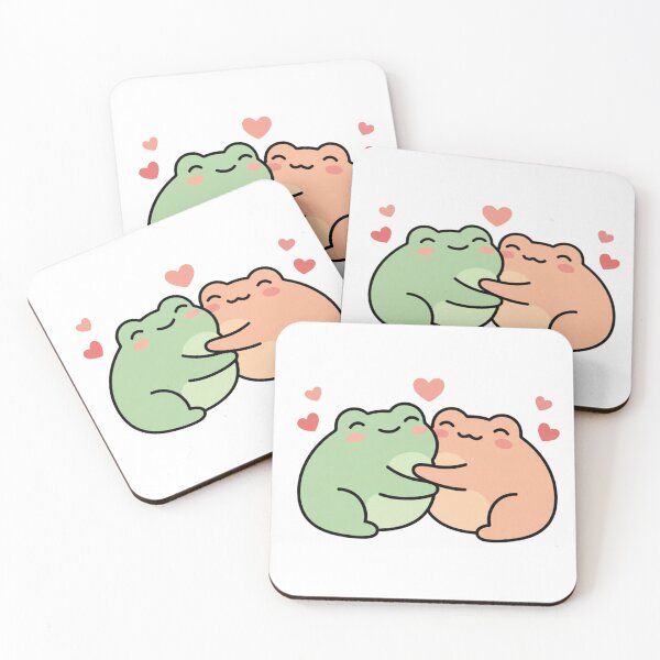 Item preview, Two adorable frogs in love, smiling and surrounded by hearts. designed and sold by m-litomirskaya.