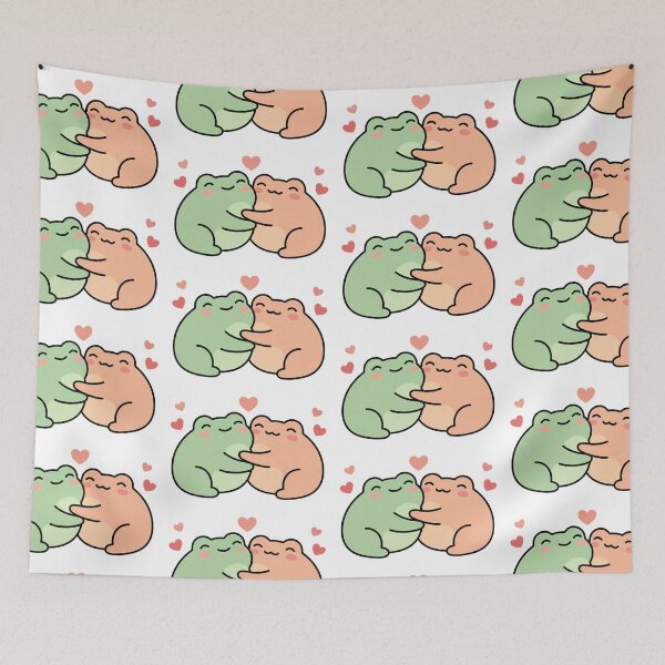 Item preview, Two adorable frogs in love, smiling and surrounded by hearts. designed and sold by m-litomirskaya.