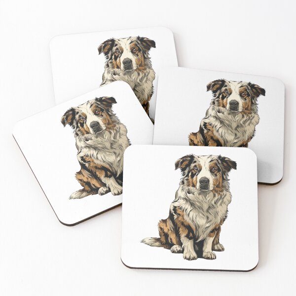 Item preview, Blue Merle Tri Color Australian Shepherd Dog Illustration designed and sold by whyitsme.