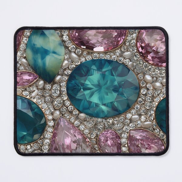 Item preview, Turquoise and Blush Pink Gemstone Cluster Texture With Sparkling Crystals, White Pearls, Teal Jewels and Elegant Luxe Jewelry Pattern designed and sold by meganohm.