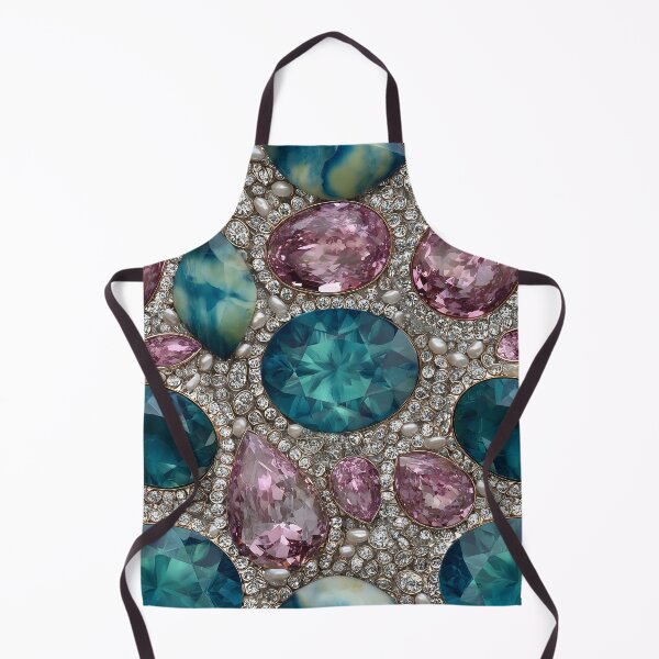 Item preview, Turquoise and Blush Pink Gemstone Cluster Texture With Sparkling Crystals, White Pearls, Teal Jewels and Elegant Luxe Jewelry Pattern designed and sold by meganohm.