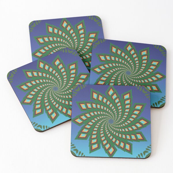 Item preview, Green Healing Mandala on Fresh Sky Blue designed and sold by OIL Pattern Design .