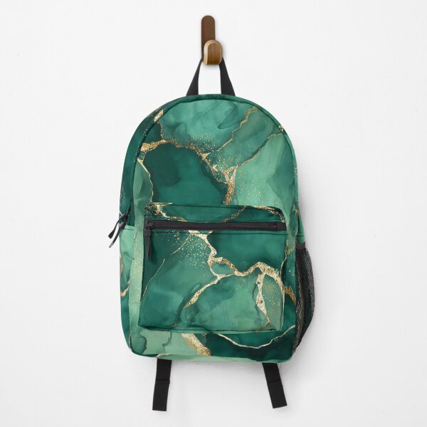 Item preview, Emerald Green Marble Texture With Gold Metallic Veins, Luxury Organic Ink Wash, Deep Gemstone Hues and Abstract Stone Pattern designed and sold by meganohm.