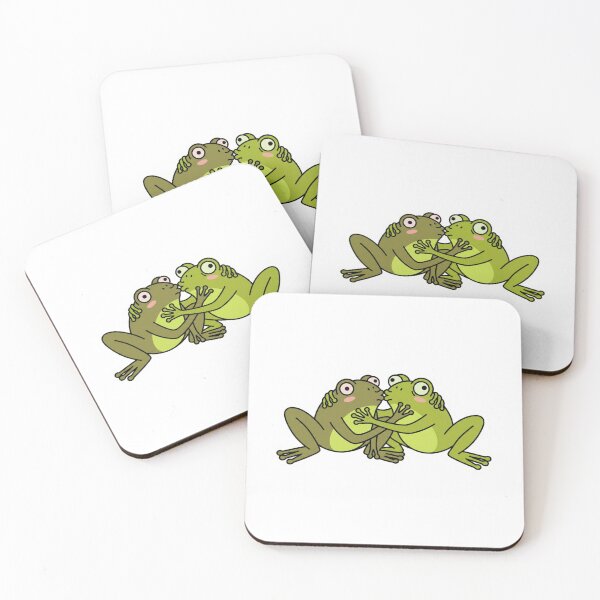 Item preview,  Two adorable frogs in love, smiling and surrounded by hearts, kiss designed and sold by m-litomirskaya.