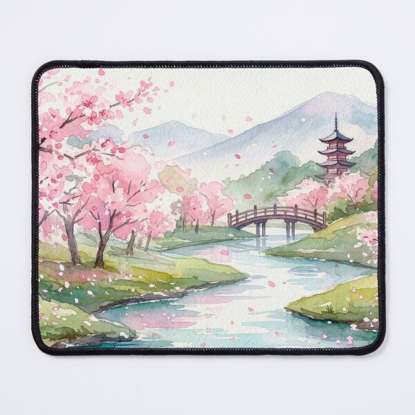 Item preview, Serene japaneselandscape with blooming Cherry Blossoms designed and sold by daniiy.