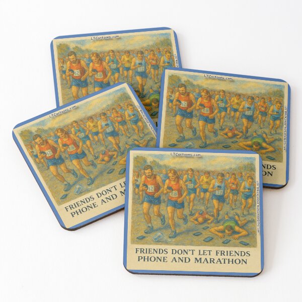 Item preview, Friends Don’t Let Friends Phone and Marathon – Distracted Runner Cartoon designed and sold by Rick London Gifts.