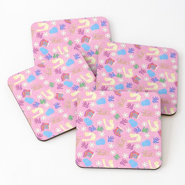Item preview, Winter Fun Pink | Cute Winter Accessories Print | Gloves Scarf Boots Sled Snowflakes designed and sold by ladymagpiedesigns.