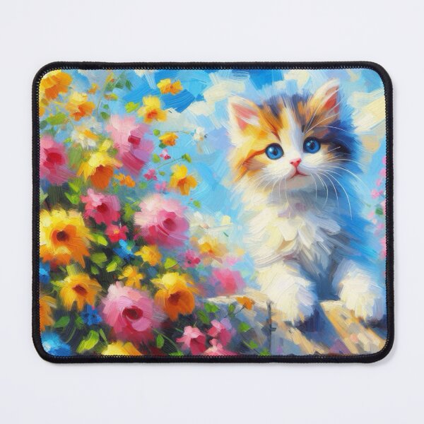 Item preview, Calico Kitten in the Flowers designed and sold by TinCatOutPost.