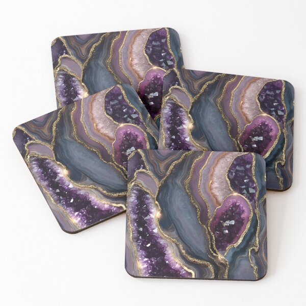 Item preview, Purple Amethyst Geode Marble Texture With Lavish Gold Accents, Deep Crystal Cores, Luxe Mineral Strata and Elegant Gemstone Abstract Design designed and sold by meganohm.