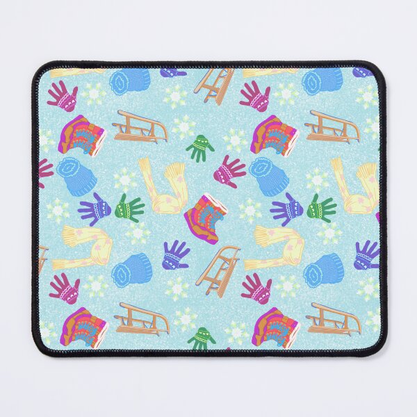 Item preview, Winter Fun Blue | Cute Winter Accessories Print | Gloves Scarf Boots Sled Snowflakes designed and sold by ladymagpiedesigns.