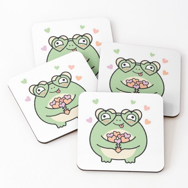 Item preview,  adorable frog in love, smiling and surrounded by hearts, kiss designed and sold by m-litomirskaya.