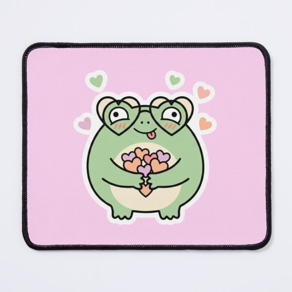 Item preview,  adorable frog in love, smiling and surrounded by hearts, kiss designed and sold by m-litomirskaya.