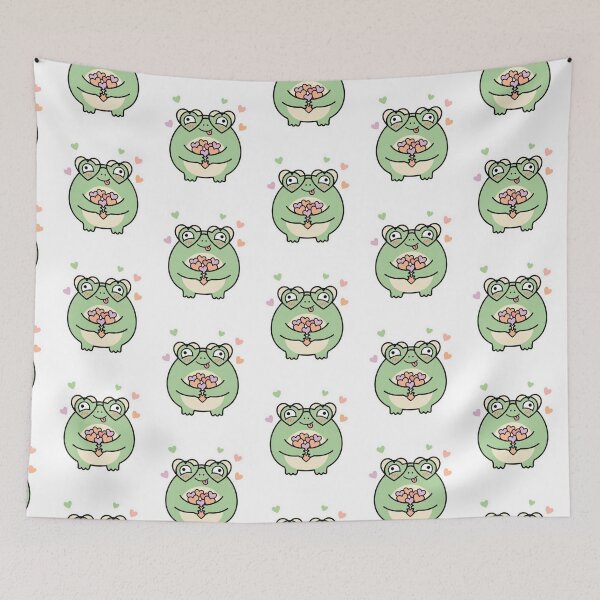 Item preview,  adorable frog in love, smiling and surrounded by hearts, kiss designed and sold by m-litomirskaya.