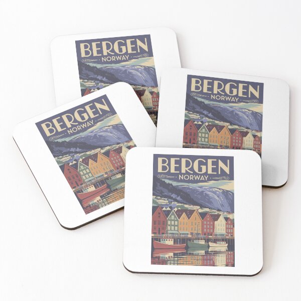 Item preview, A Vintage Travel Illustration of BERGEN - NORWAY designed and sold by TulipaGraphics.