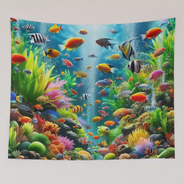 Item preview, Colorful Tropical Aquarium  designed and sold by TinCatOutPost.